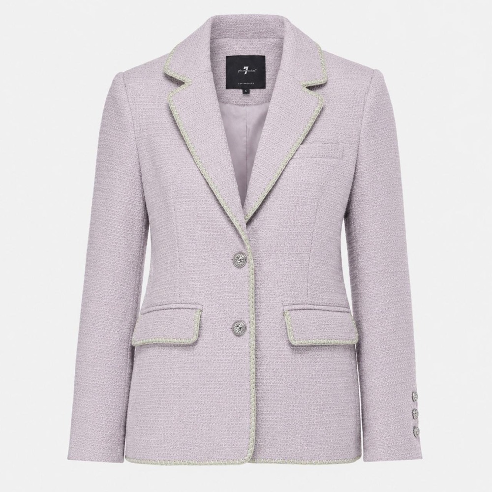 7 For All Mankind Blazer Womens Small Lavender Textured Whipstitch Jacket